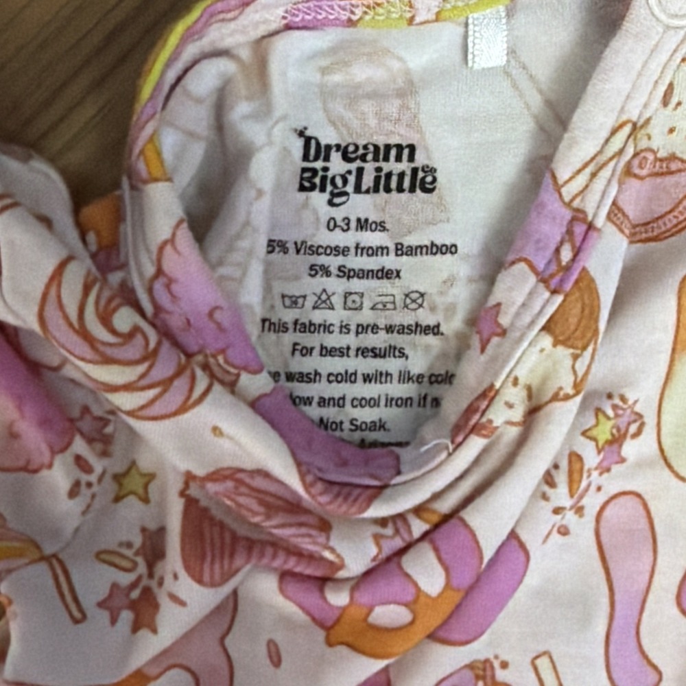 Dream Big Little Baby Girls 0-3 Months Bodysuit Dress Sweet Treats Bamboo Pink - Picture 4 of 5
